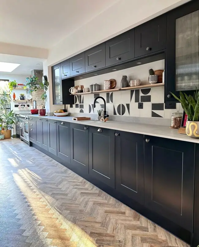 Open Shelving vs. Closed Cabinets in Dark Kitchen