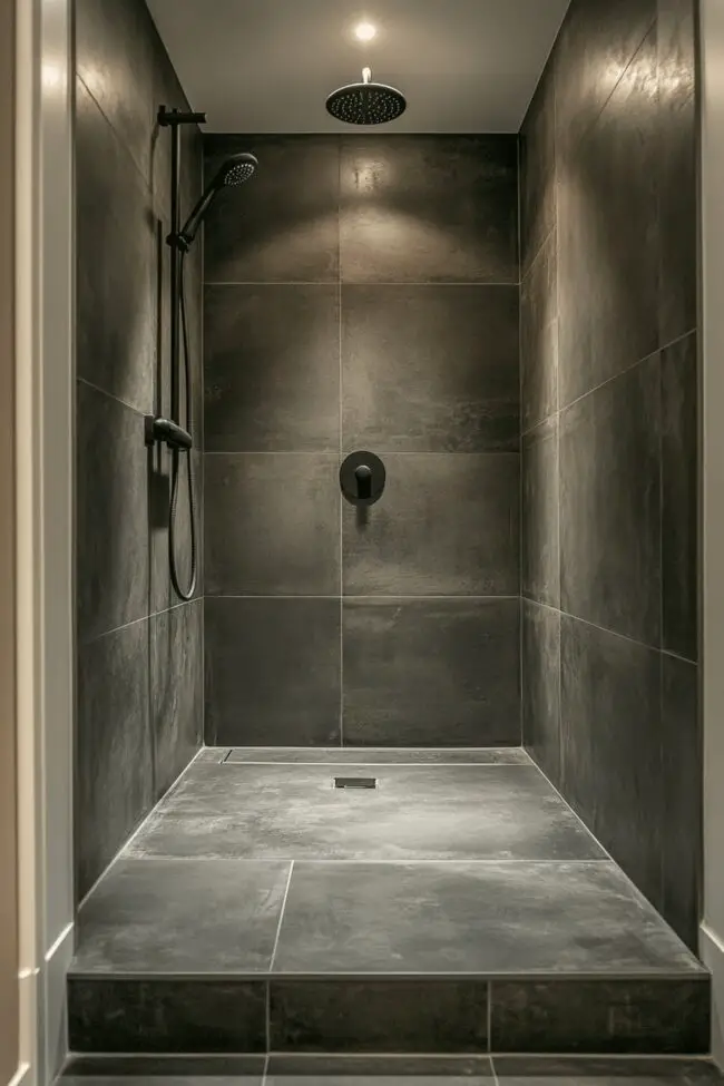 Sleek Monochrome Shower Design