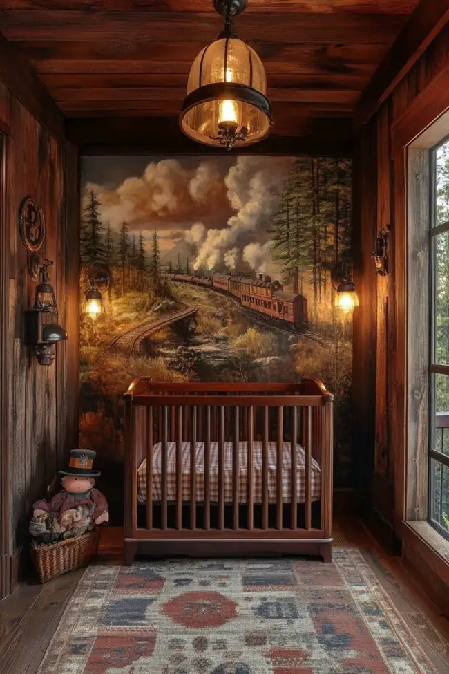 Vintage Train-Themed Bedroom Design