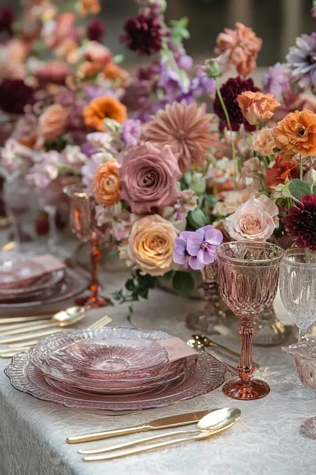 Floral Tablescape with Rich Color Blooms