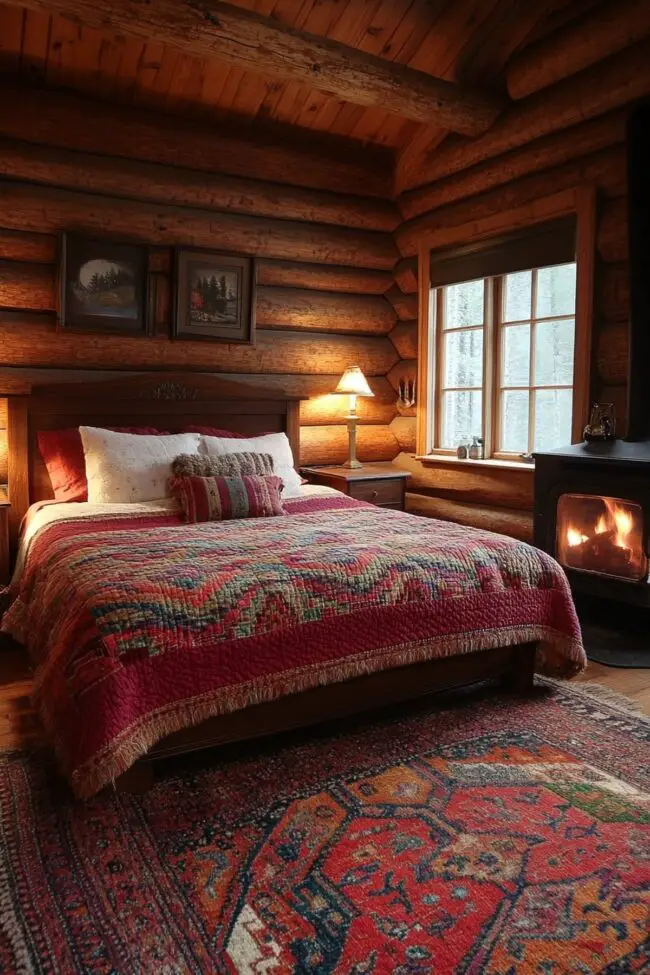 Inviting Log Cabin Bedroom Retreat