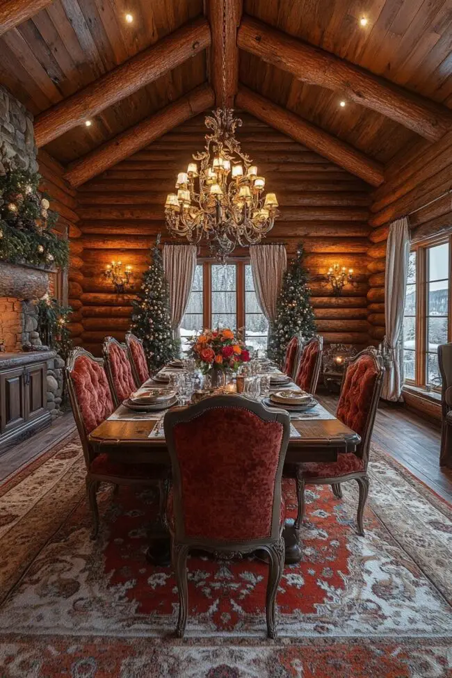 Elegant Log Dining Room Experience