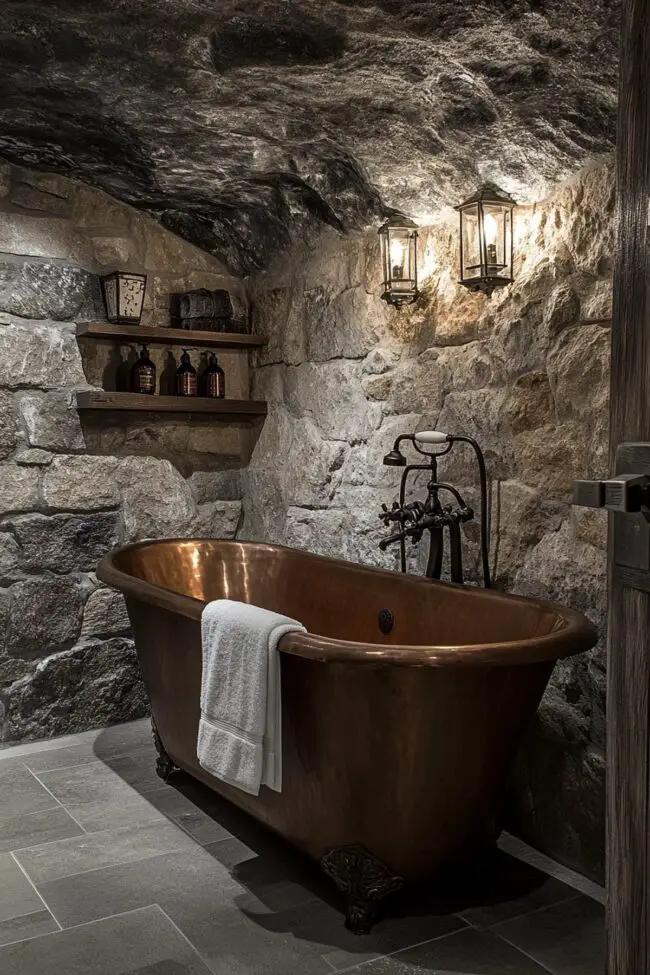 Coastal-Inspired Stone Bathroom Design