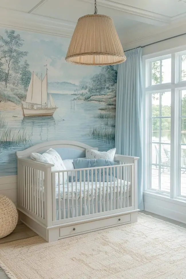 Tranquil Lakeside Themed Baby Room