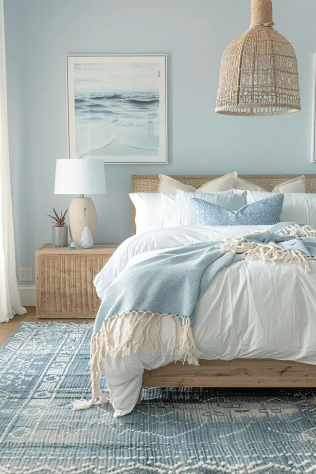 Murmuring Tides: Soft Blue Boho Paradise