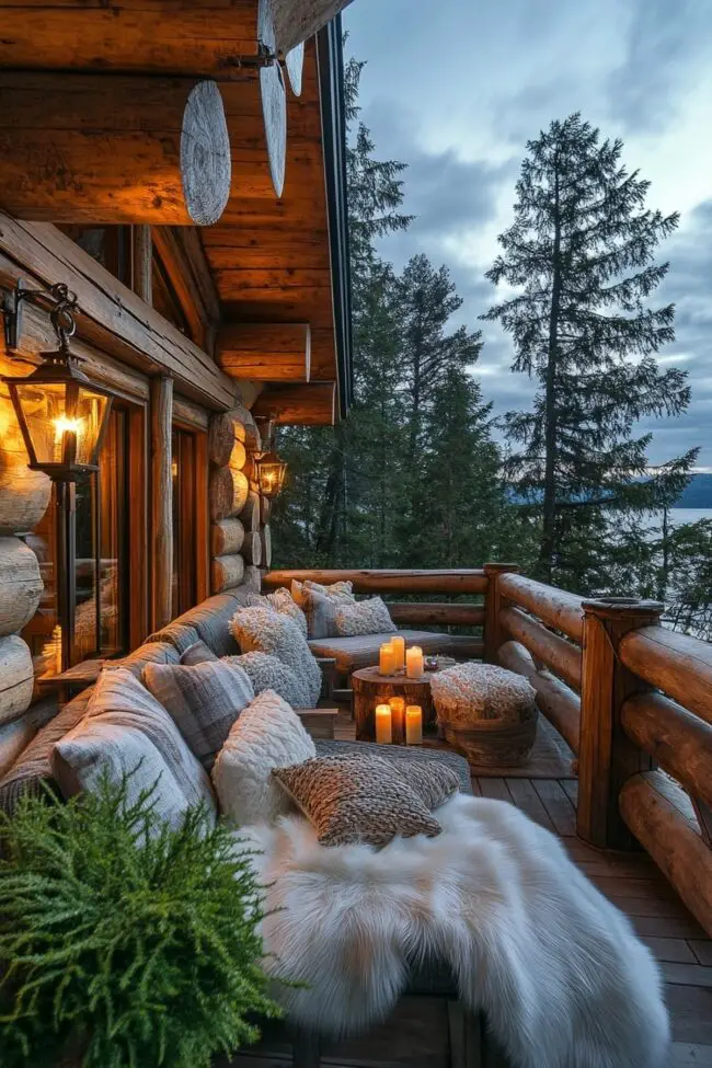 Opulent Log Home Balcony