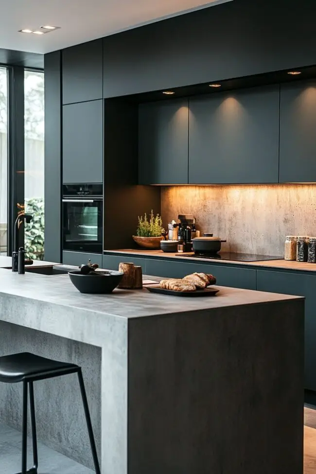 Sleek Dark Green Cabinetry