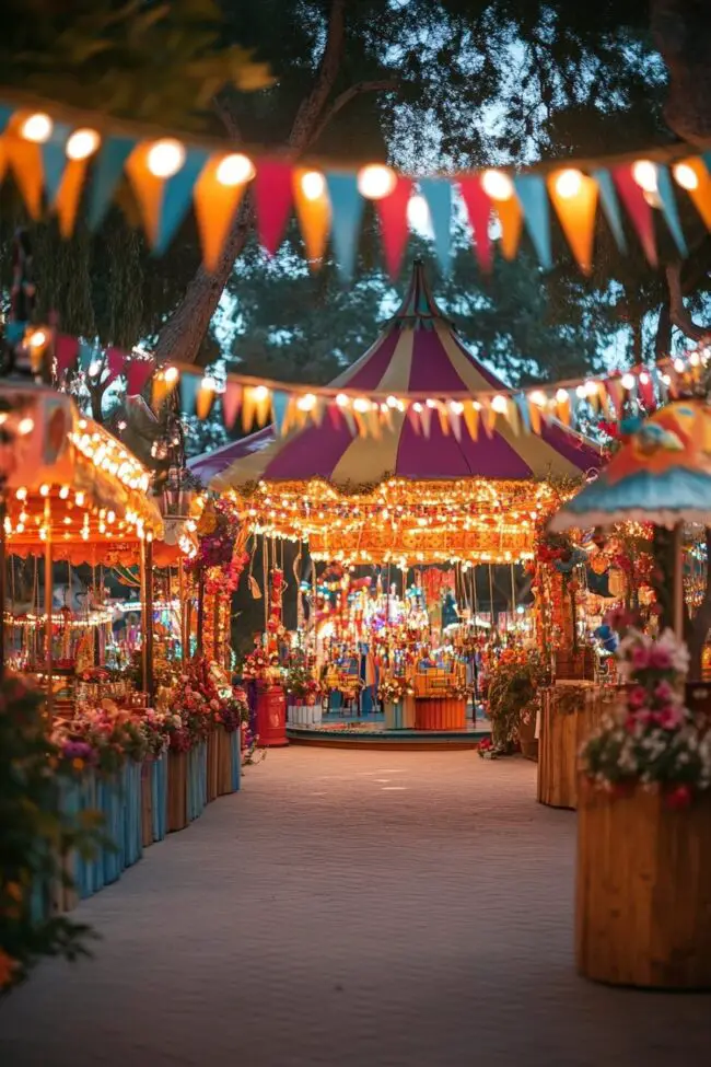 Bohemian Style Wedding at Amusement Park