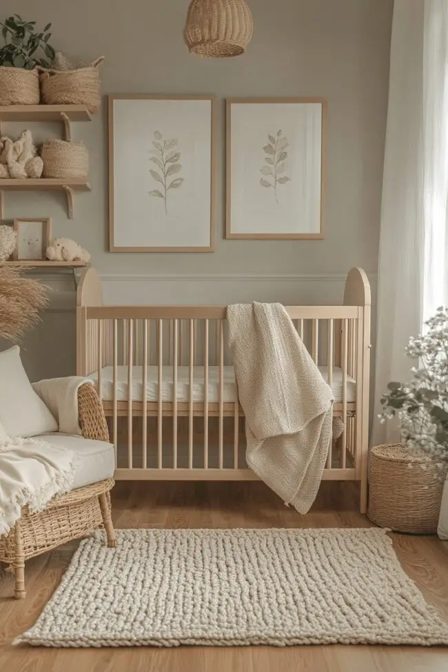 Subtle Grey Japandi Nursery Design