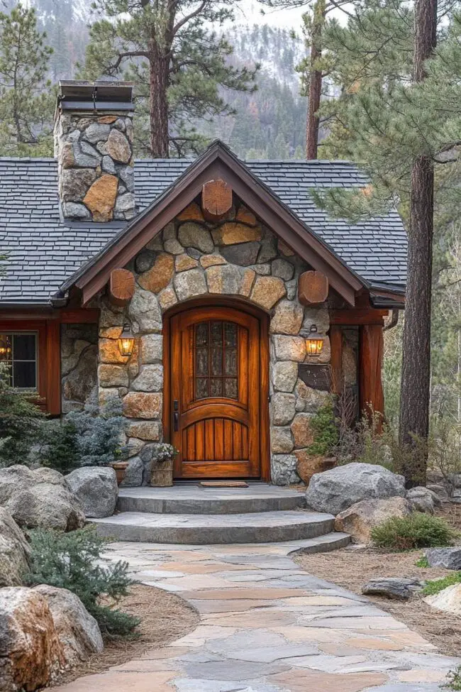 Rustic Stone Features for Cabin Facades