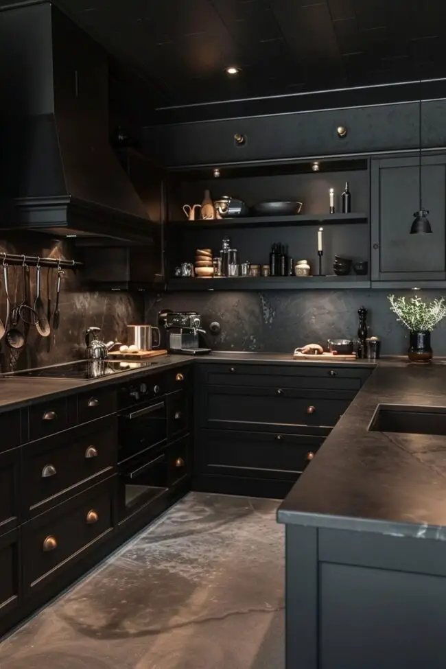 Sleek Black Utility Space Design