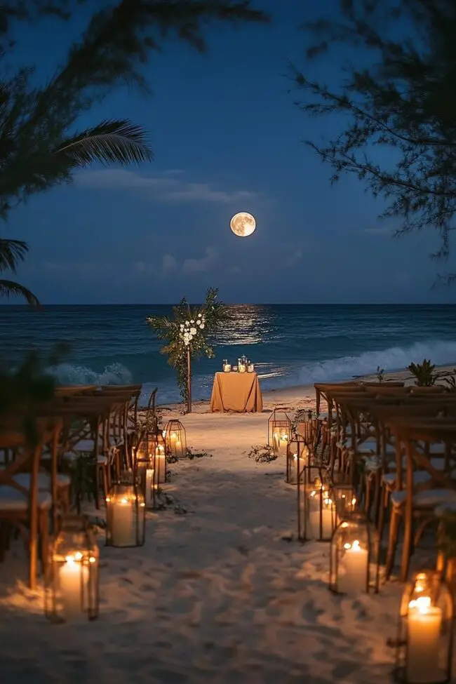 Enchanting Beach Ceremony Under Moonlight