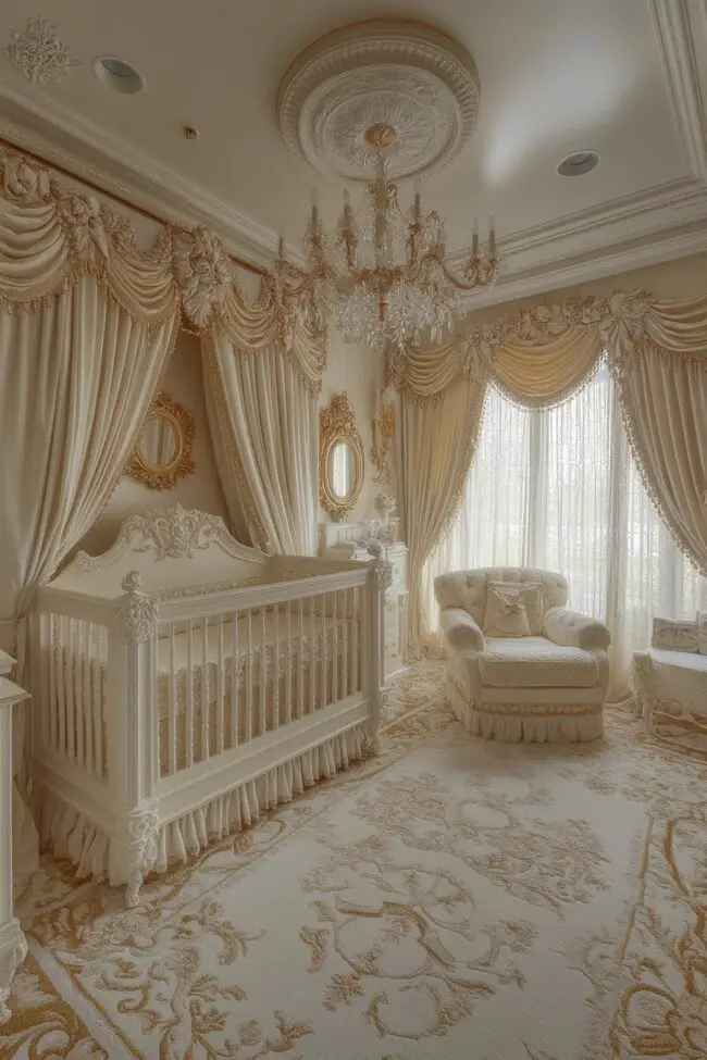 Intricate Baroque-Inspired Baby Room