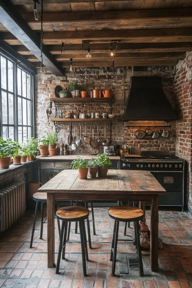 Charming Brick-Infused Rustic Kitchen Design