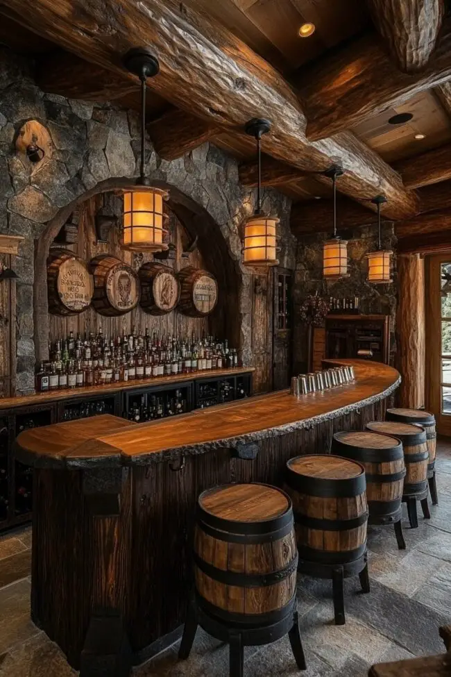 Rustic Log Bar & Entertainment Hub