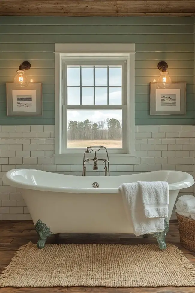 Sea-inspired Decors for Farmhouse Bathroom