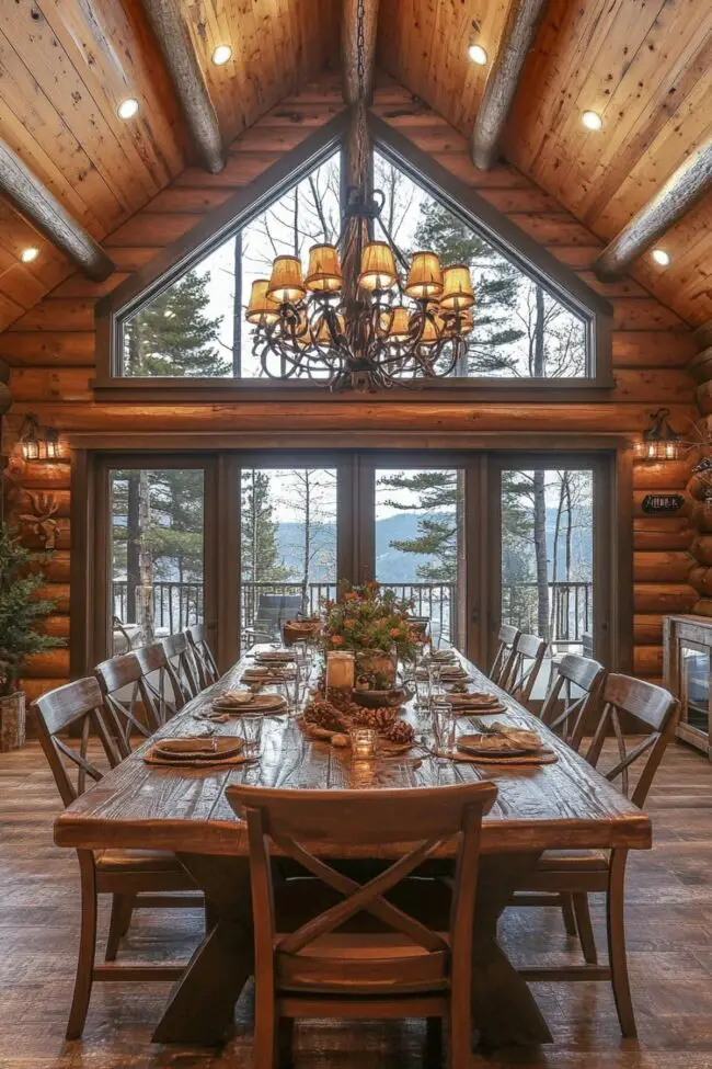 Spacious Log Dining Room Haven