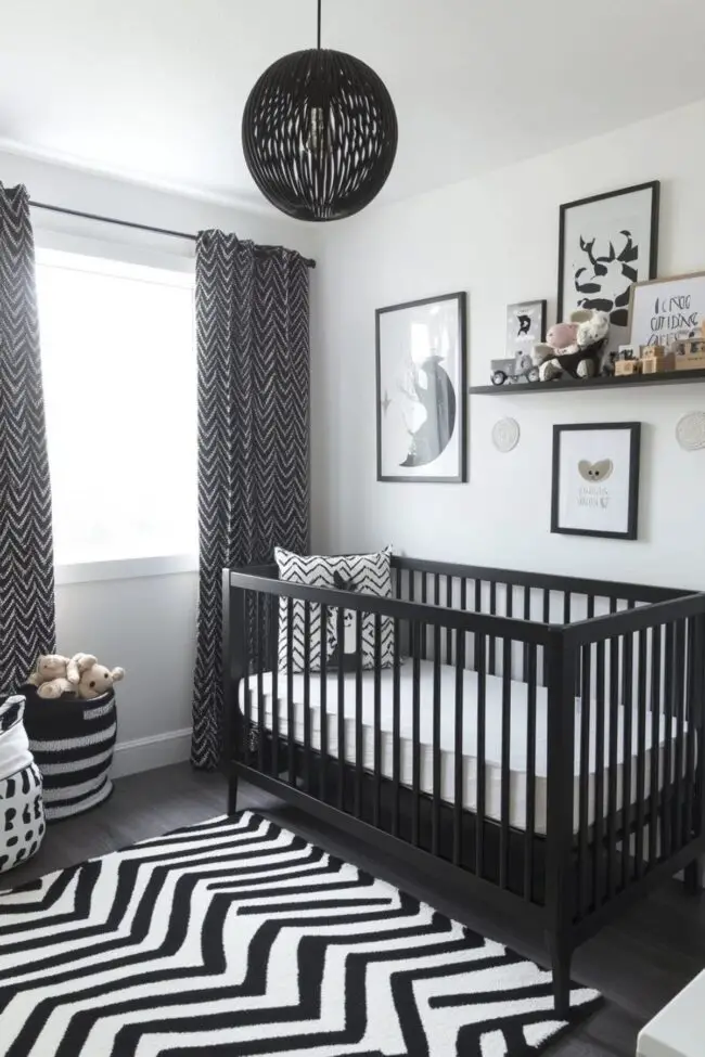 Modern Black and White Baby Room