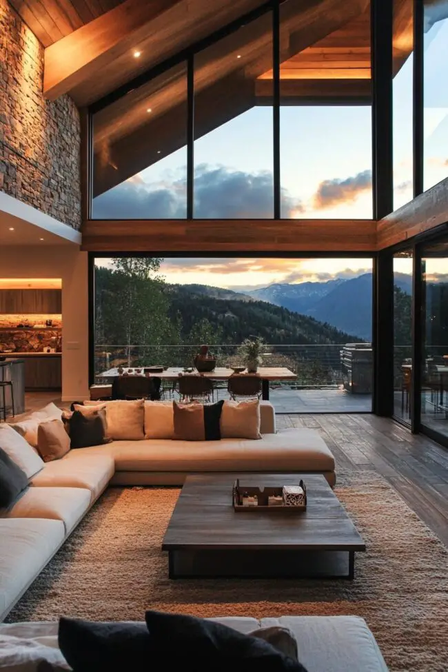 Contemporary Living with Mountain Views