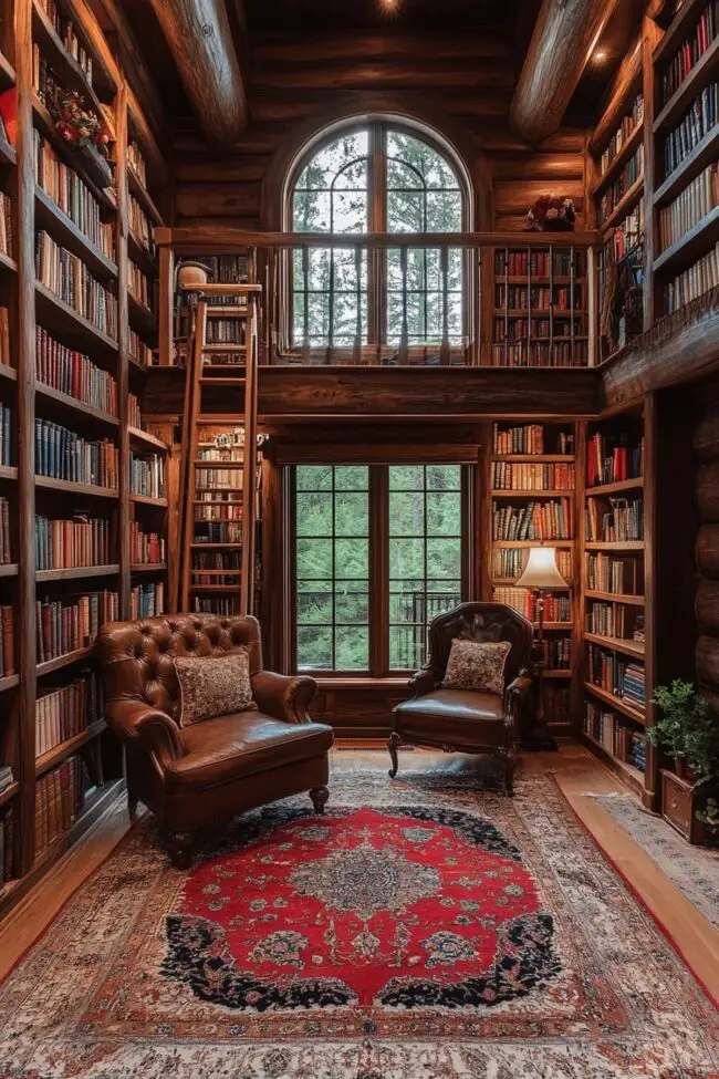 Timeless Log Library Nook