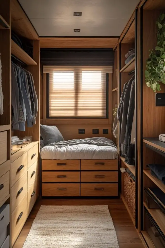 Functional Wooden Closet in Soft Neutrals