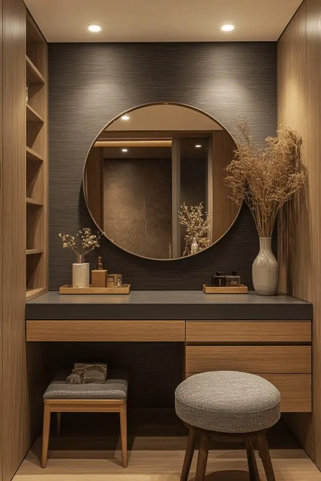 Elegant Grey Japandi Vanity Corner