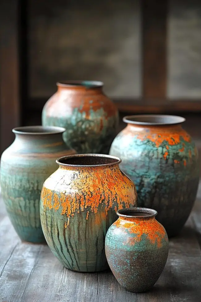 Aged Charm of Patina Pottery