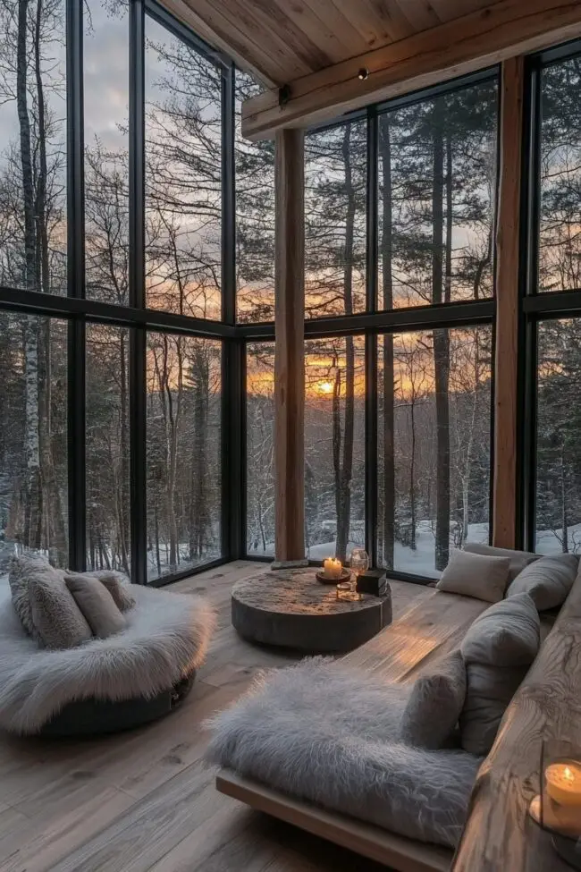 Nature-Infused Cabin with Glass Walls