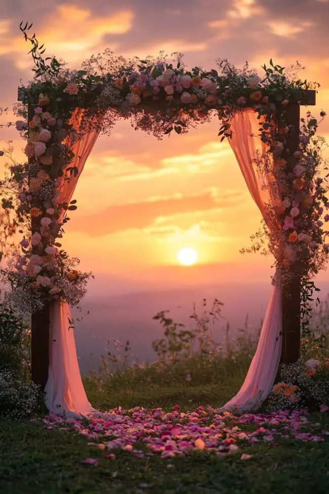 Enchanting Sunset Wedding Arch