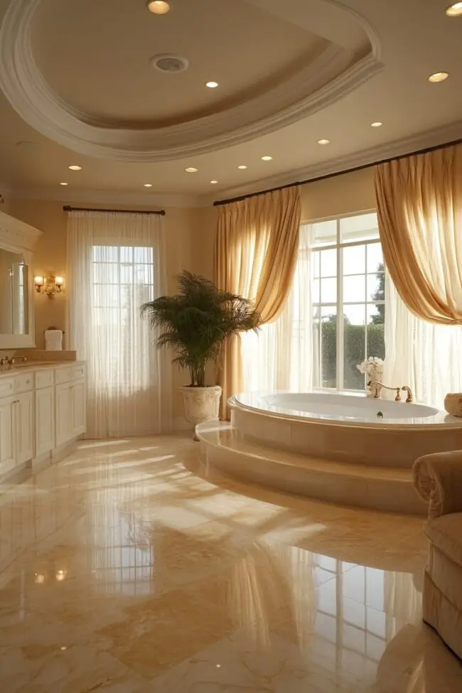 Mediterranean Inspired Marble Bathroom Design