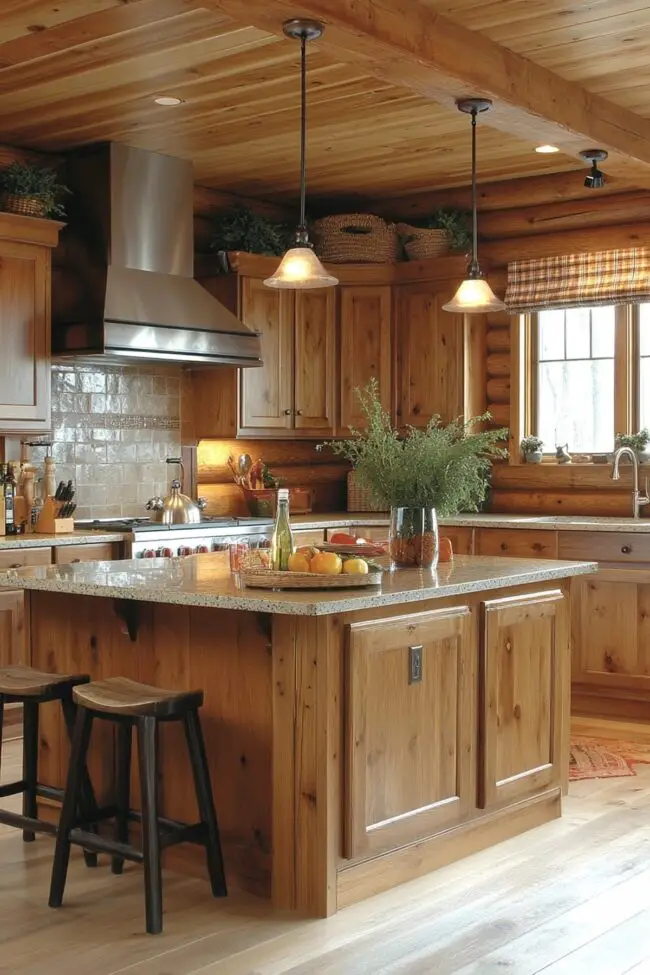 Inviting Log Home Kitchen