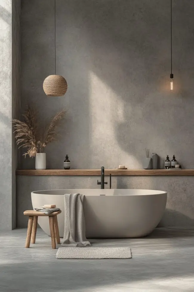 Stylish Grey Japandi Bathroom