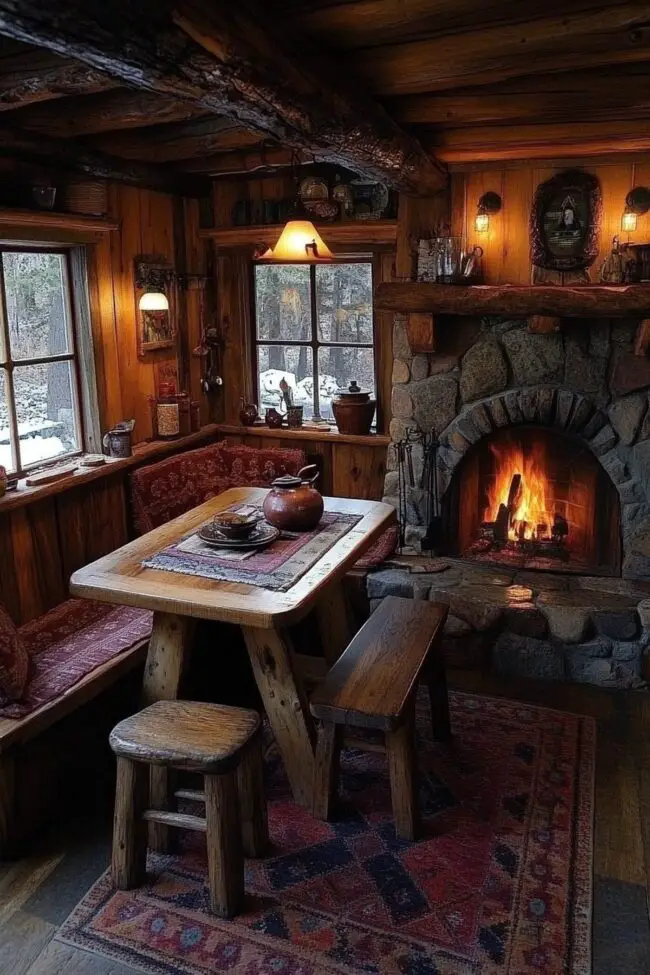 Charming Kitchen in a Rustic Cabin