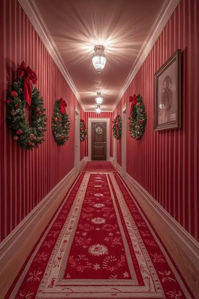 Chic Holiday Hallway Accents