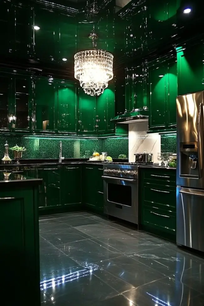 Sleek Emerald Cabinet Finish