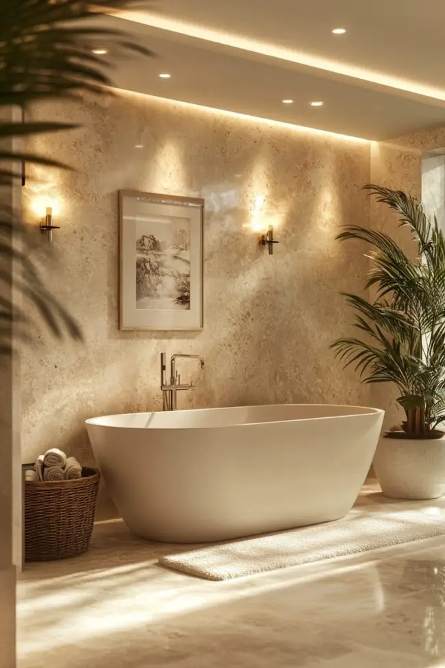 Opulent Limestone Bathroom Experience