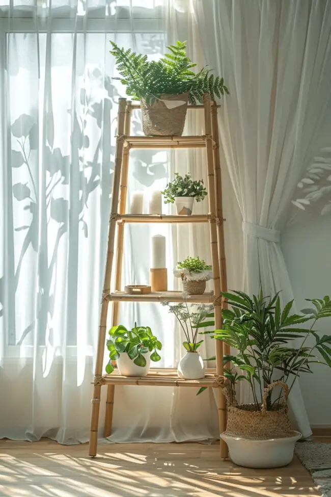 Stylish Bamboo Ladder Storage Solutions