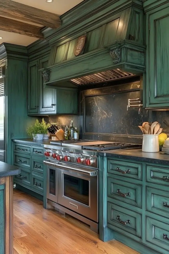 Elegant Green Cabinet Accents