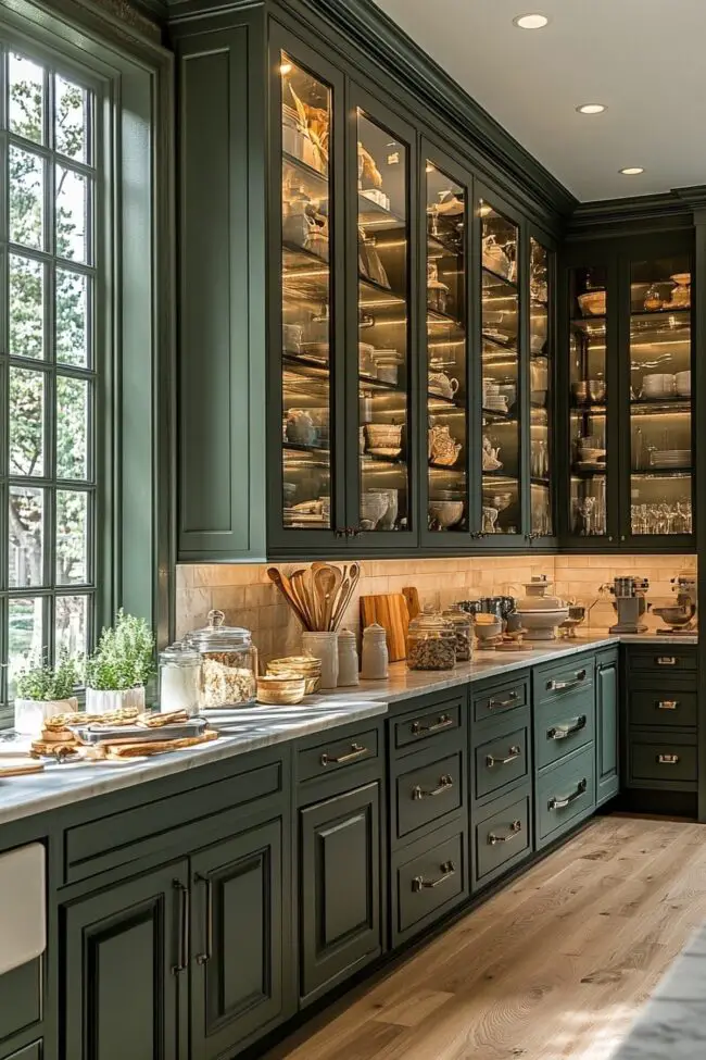 Elegant Glass-Front Cabinets