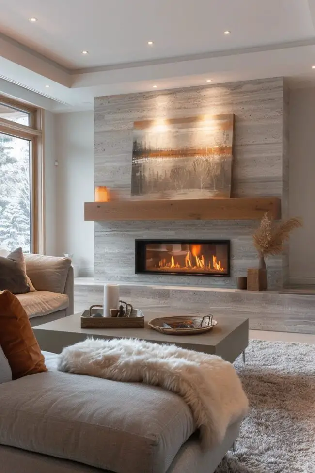 Contemporary Fireplace Living Space