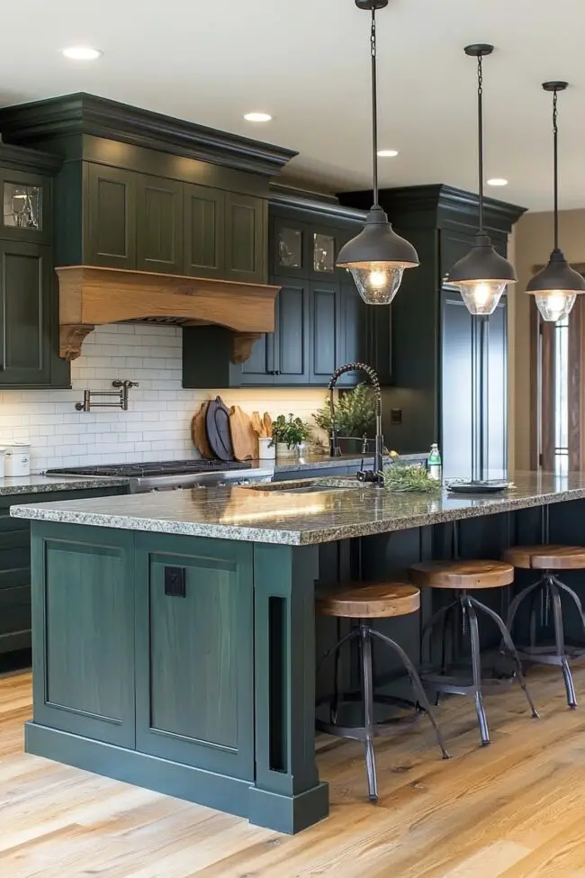 Elegant Dark Green Kitchen