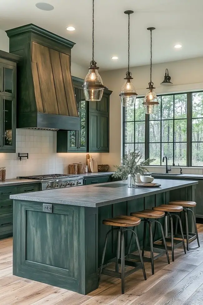 Sophisticated Green Kitchen Design