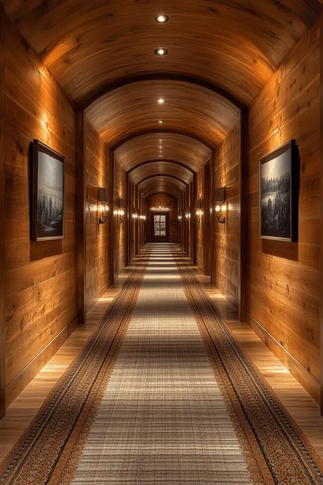 Sophisticated Log Hallway Design