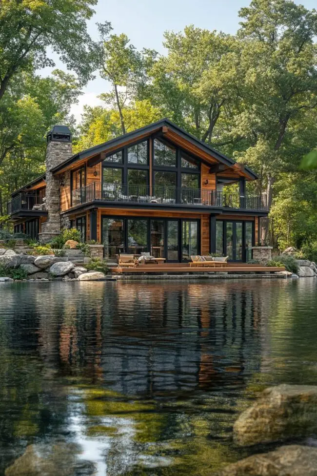 Charming Riverside Cabin Facade Design