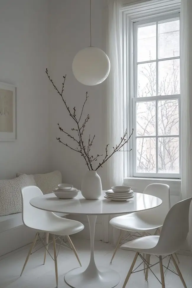 Bright White Dining Space for Mornings