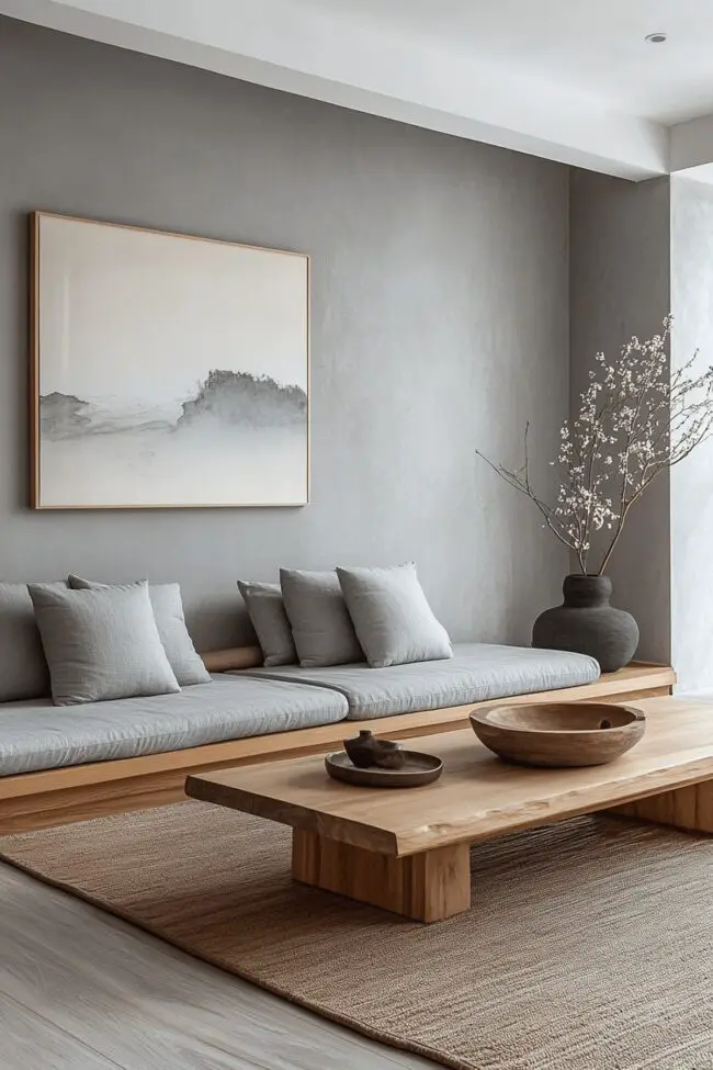 Serene Grey Japandi Living Room