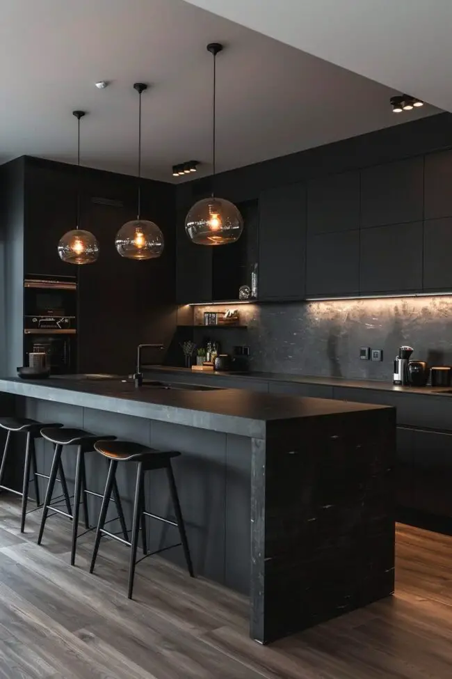 Sleek Dark Kitchen Design