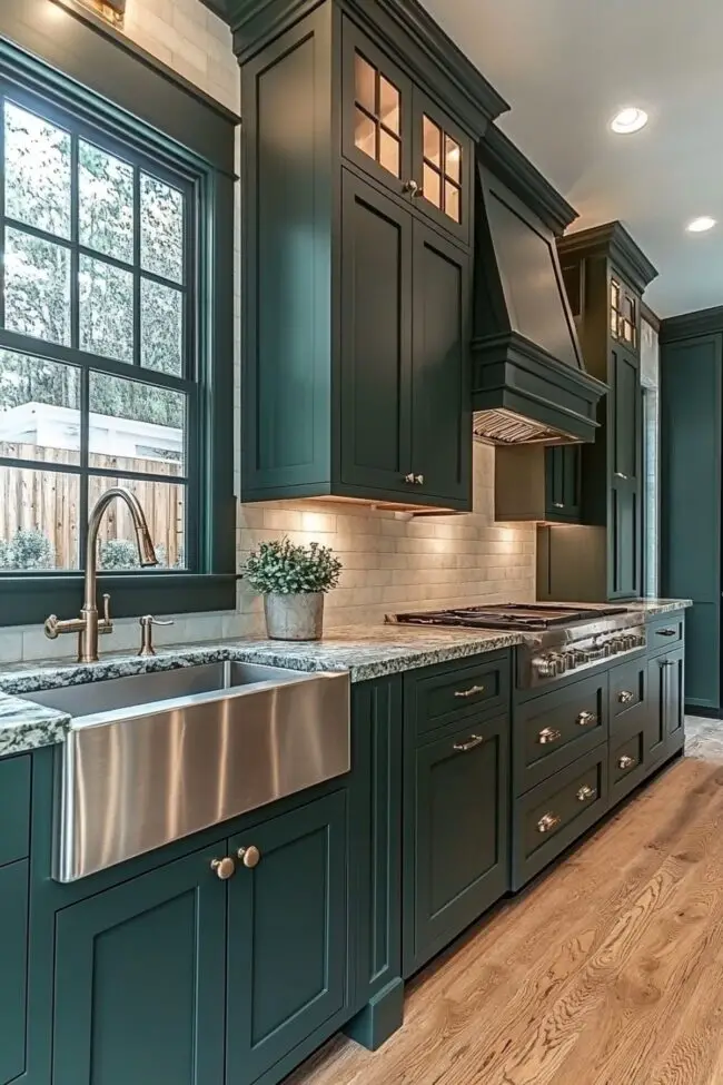 Elegant Green Cabinets