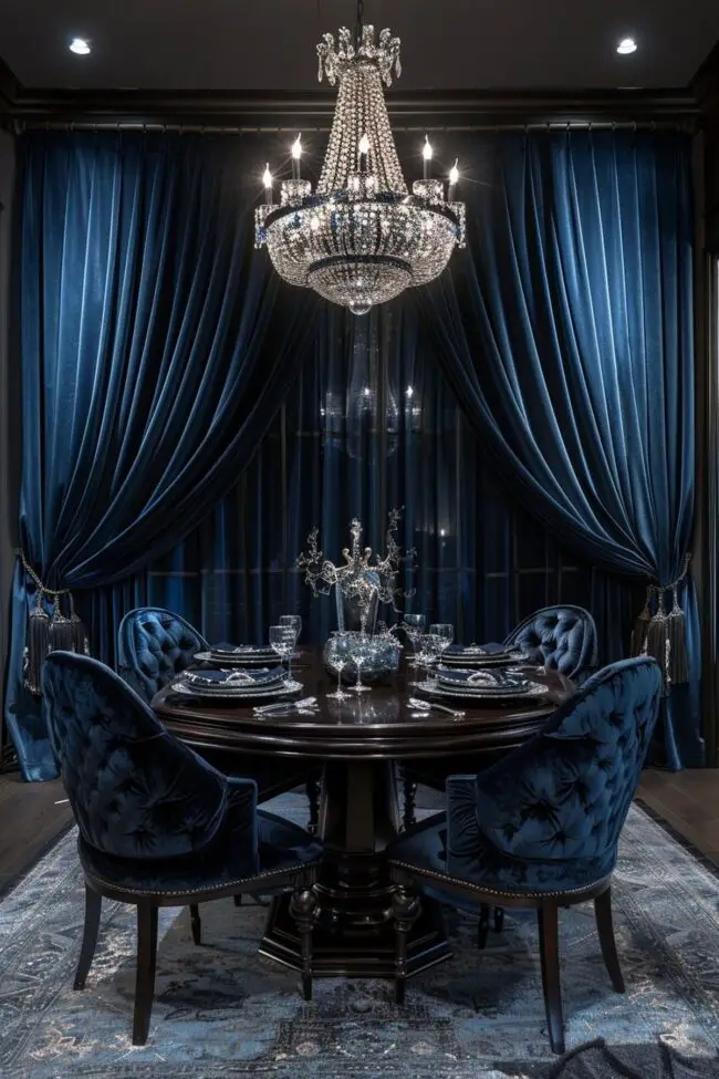 Opulent Deep Velvet Dining Space