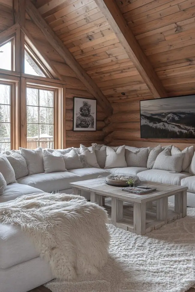 Homely Log Family Room Gathering